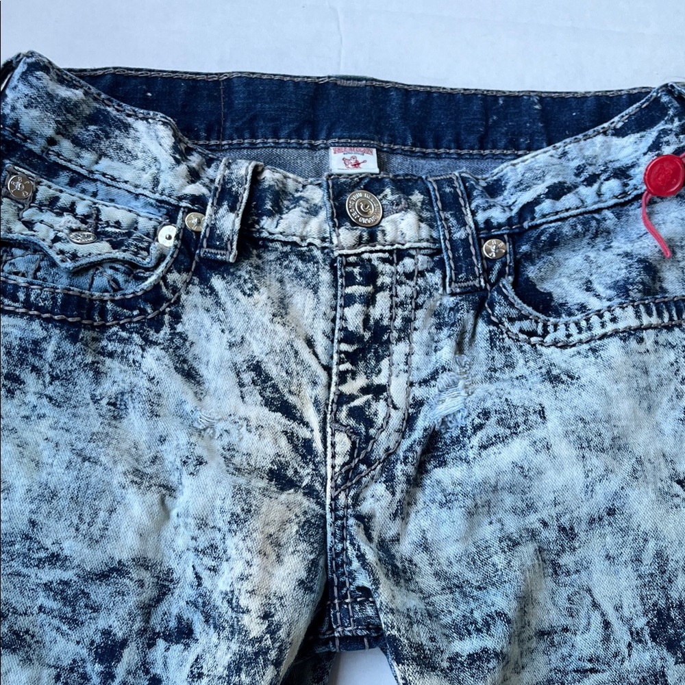True Religion Blue and White Slim Straight Jeans
